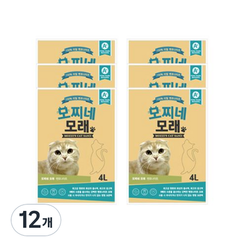 모찌네 고양이 모래, 4L, 12개, 무향