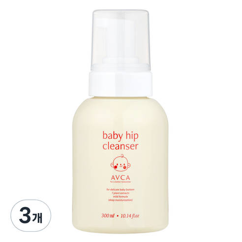 아브카 순한 아기 엉덩이 포밍 클렌저 무향, 3개, 300ml