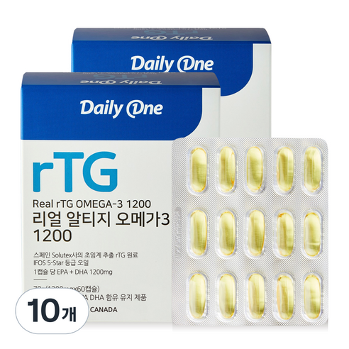데일리원 리얼 알티지 오메가3, 60정, 78g, 10개