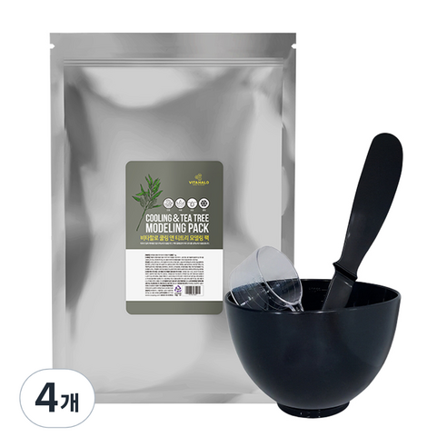 비타할로 쿨링 앤 티트리 모델링 팩 1KG + 팩도구 3종 세트, 1개입, 4개