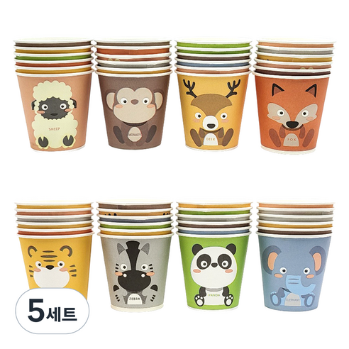 이지앤 동물 종이컵 184ml, 50개입, 5개