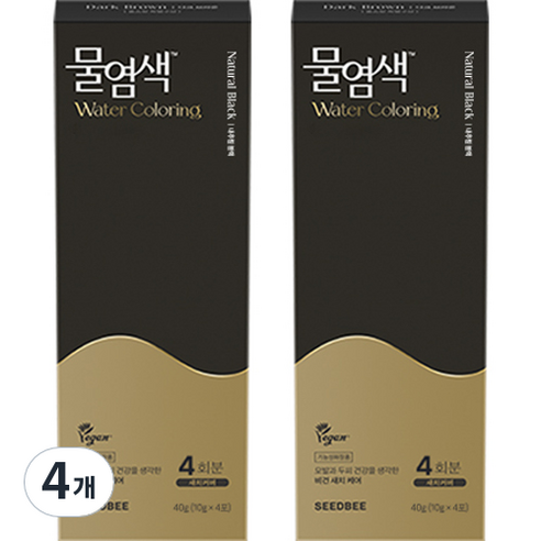 씨드비 물염색 비건 새치커버 염색약 40g 4회분, 내추럴블랙, 4개
