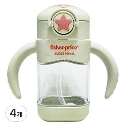 피셔프라이스 유아용 추 달린 사각 빨대컵 280ml, 민트, 4개