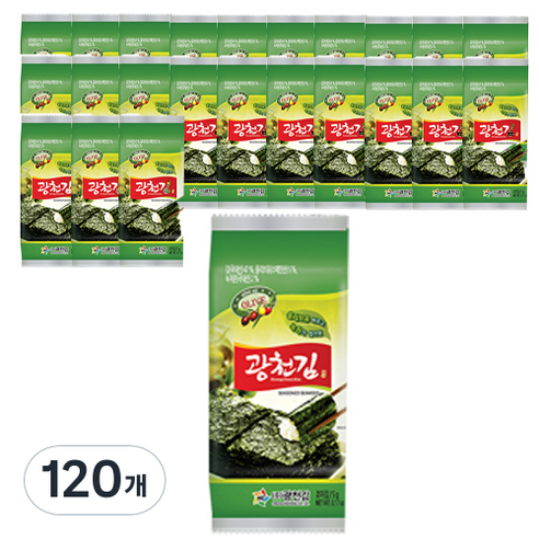 광천김 올리브유 바르고 녹차가 첨가된 녹차김, 5g, 120개
