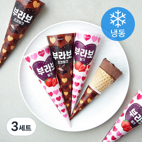 부라보 딸기 3개입 + 초코청크 3개입 세트 (냉동), 150ml, 6개입, 3세트
