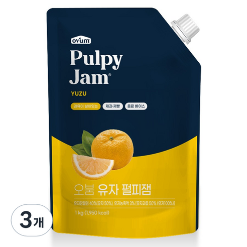 오붐 유자 펄피잼, 3개, 1kg