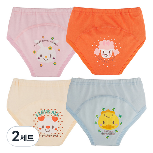 아가짱 캐릭터 배변훈련팬티 4종 세트, A(분홍색, 주황색, 노란색, 하늘색), 2세트