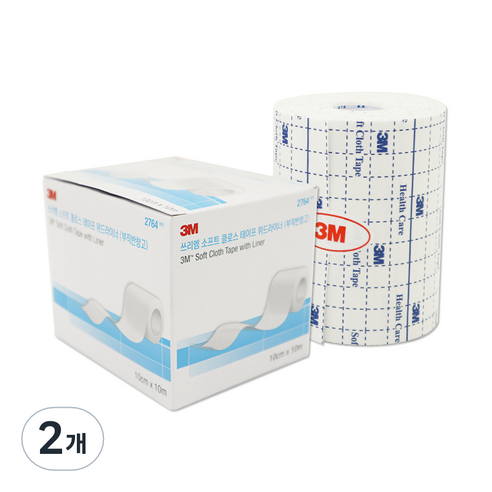3M 소프트 클로스 테이프 위드 라이너 부직 반창고 2764, 2개