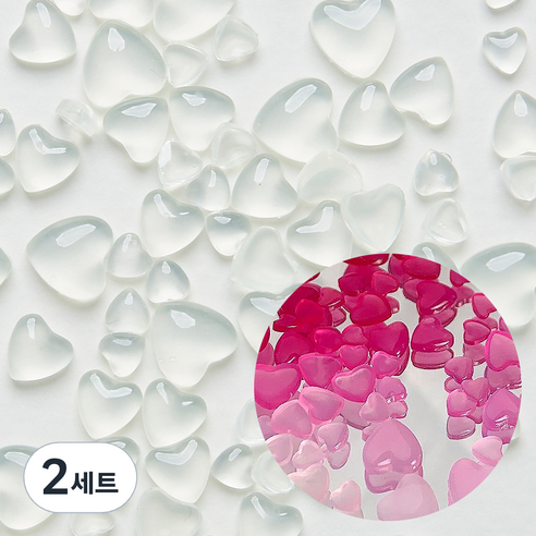 메이브라운 카멜레온 광변 하트 네일스톤, 핑크로즈, 2세트