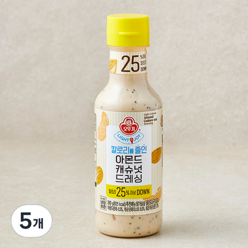 오뚜기 LIGHT & JOY 칼로리를 줄인 아몬드 캐슈넛 드레싱, 290g, 5개