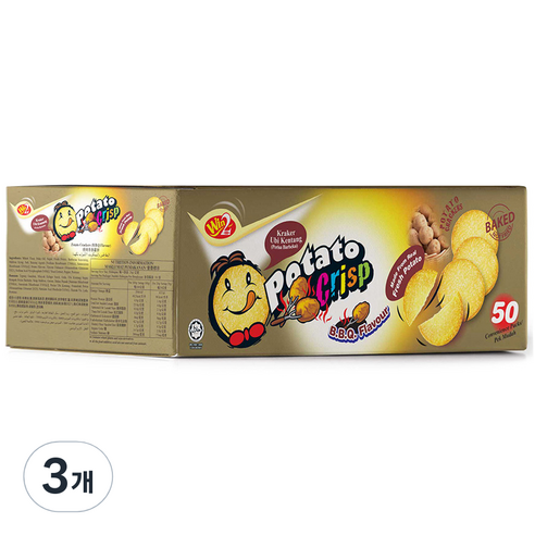 포테이토 크리스프 스낵 바베큐맛 50개입, 1kg, 3개