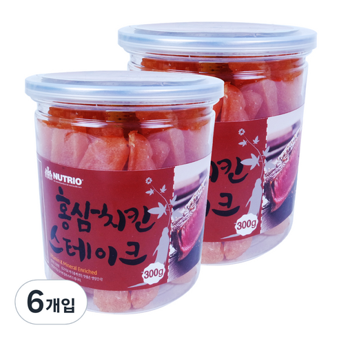 뉴트리오 스테이크 반려견 간식, 홍삼 + 치킨 혼합맛, 300g, 6개