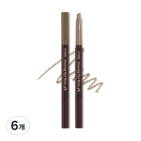 에뛰드 New 드로잉 아이브로우 오토펜슬 0.25g, 7호 라이트브라운, 6개