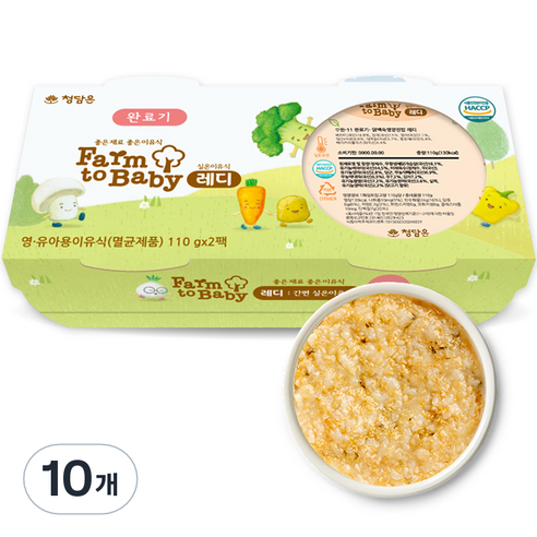 팜투베이비 레디 실온이유식 완료기 닭백숙영양진밥, 닭가슴살, 110g, 10개