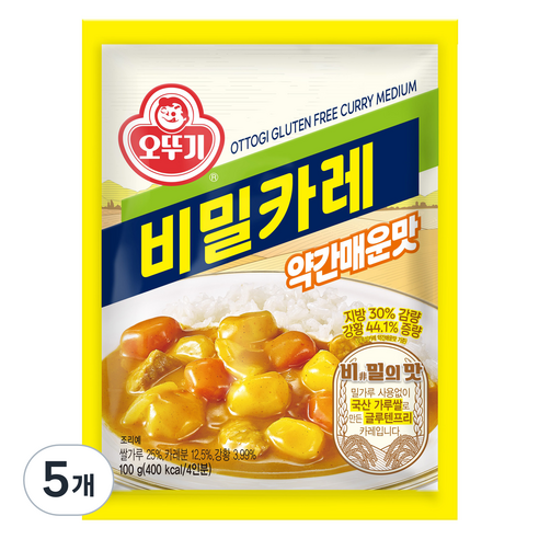 오뚜기 비밀카레 약간매운맛, 100g, 5개