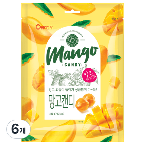 청우식품 망고 캔디, 6개, 200g