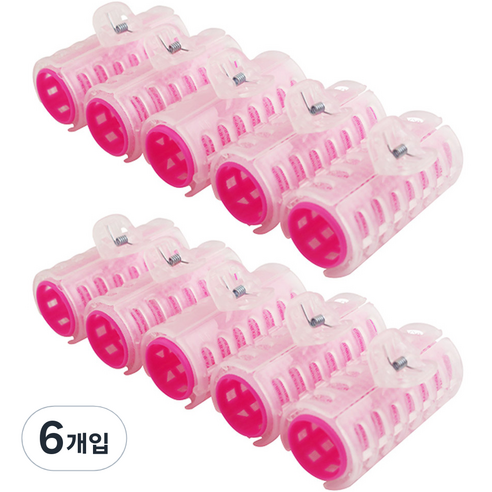 세븐스타 집게 헤어롤 5p, 롤(핑크), 집게(투명), 6개