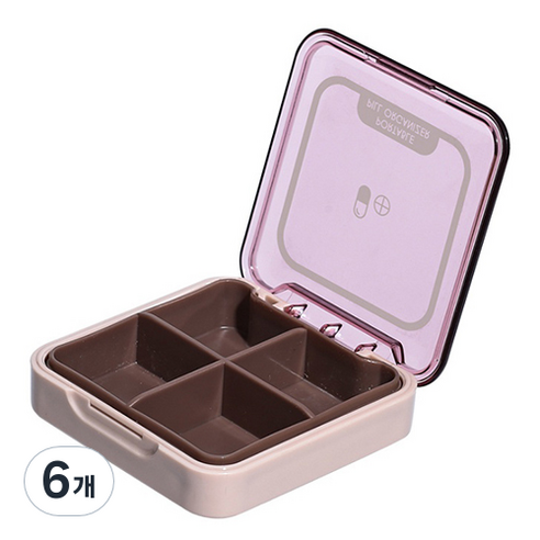 아온텐 투명 알약 케이스 핑크, 6개