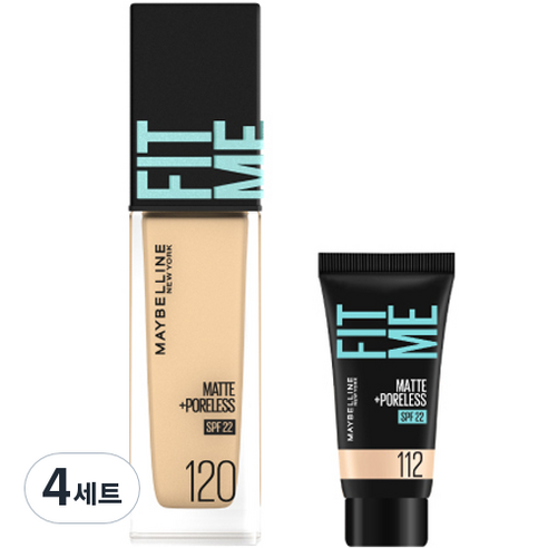 메이블린 핏미 파운데이션 레노 30ml + 미니파운데이션 5ml 세트, 120 클래식 아이보리(파운데이션), 112 내추럴 아이보리(미니파운데이션), 4세트
