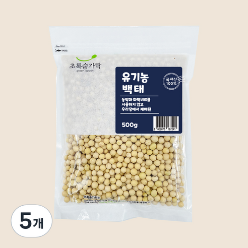 초록숟가락 유기농 백태, 500g, 5개