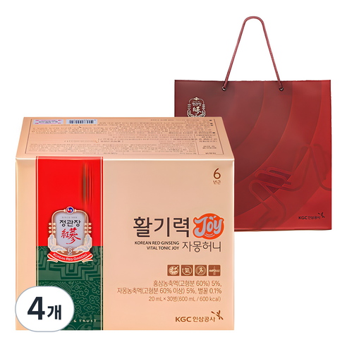 정관장 활기력 JOY+쇼핑백, 600ml, 4개
