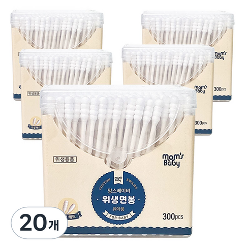 맘스베이비 유아용 위생면봉, 300개입, 20개