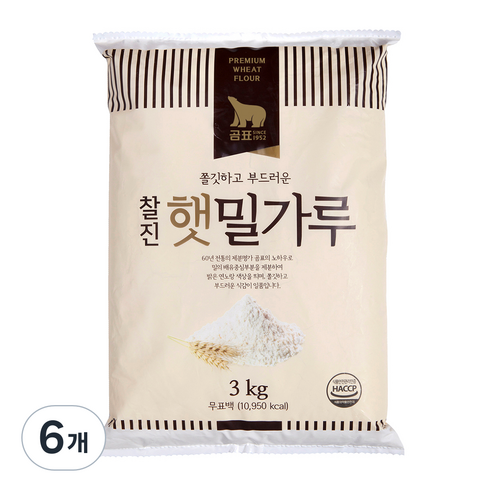 곰표 찰진햇밀가루, 3kg, 6개
