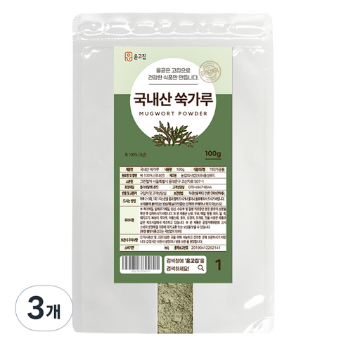 윤고집 쑥가루, 100g, 3개