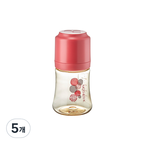 마더케이 369 PPSU신생아젖병 180ml, 0단계(0~2개월), 레드, 5개