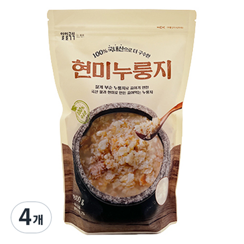태광선식 일일곡식 국산 현미 누룽지, 800g, 4개