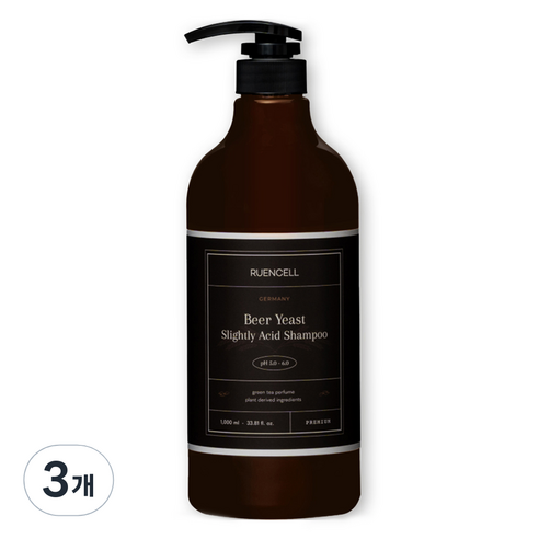 루엔셀 맥주효모 대용량 약산성 탈모 샴푸, 3개, 1L