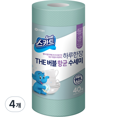 스카트 THE버블 항균수세미, 민트그린, 40개입, 4개