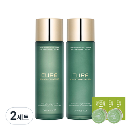   김정문알로에 큐어 하이드라 수딩 에멀젼 130ml +토너 130ml, 2세트