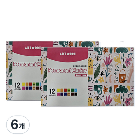 아트모아 칼라 유성 매직 12p, 혼합색상, 6개