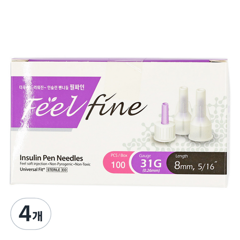 필텍 펜니들 Feel Fine 31G 8mm 100p, 4개