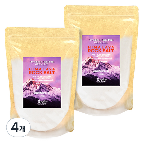 로얄푸드 히말라야 핑크솔트 고운소금, 1kg, 4개