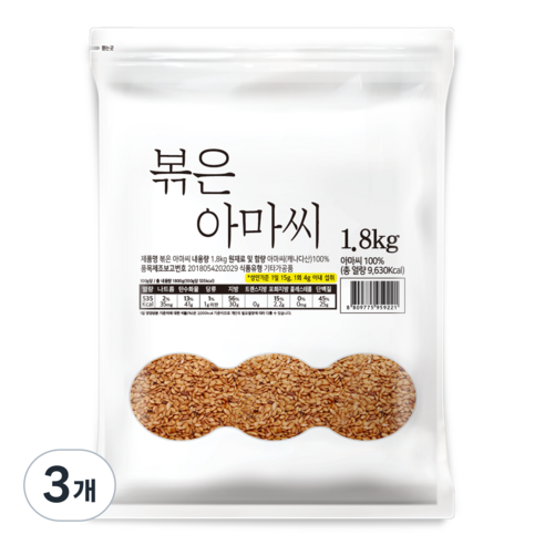 대구농산 볶은 아마씨 봉, 1.8kg, 3개