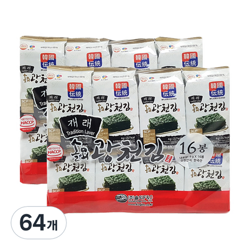 솔뫼광천 재래 도시락김, 4g, 64개