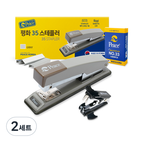 피스코리아 35 스테플러 + 멀티제침기 + 리필침 33호 세트, 그레이, 2세트