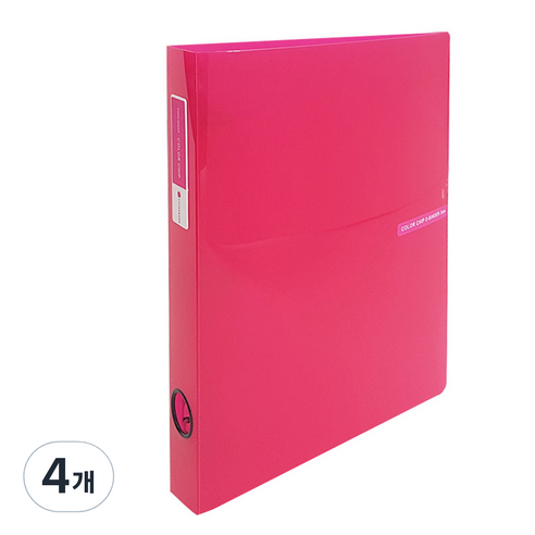 에코청운 투명 칼라칩 D링 바인더 3공 A4 3cm, 분홍, 4개