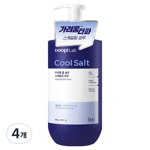 닥터지 두피랩 쿨 솔트 스케일링 기능성 샴푸, 800g, 4개