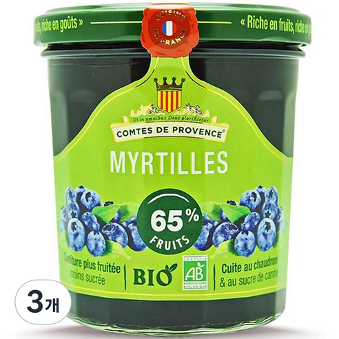 프로방스 유기농 블루베리 스프레드 잼, 350g, 3개