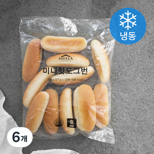 신라명과 미니 핫도그번 (냉동), 27g, 12개입, 6개