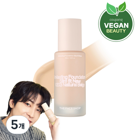 더페이스샵 잉크래스팅 파운데이션 슬림핏 뉴 35ml, V203, 5개
