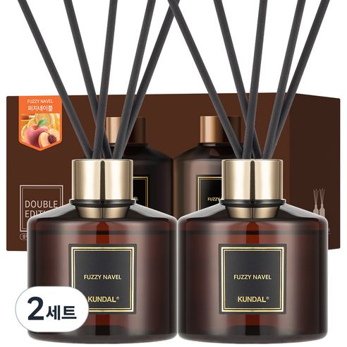 쿤달 퍼퓸 디퓨저 200ml 2개 + 섬유스틱 10개, 퍼지네이블향, 2세트