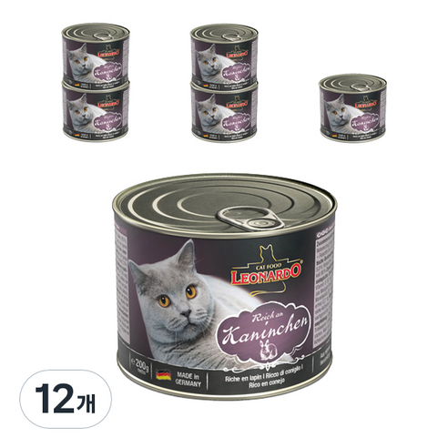 레오나르도 어덜트 고양이 습식사료, 토끼, 200g, 12개