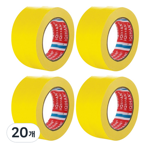 iQIHAN 칼라 마스킹 테이프 노랑 50 mm x 20 m, 20개
