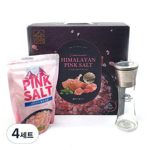 탑스코리아 히말라야 핑크소금 500g + 스테인리스 그라인더 세트, 4세트