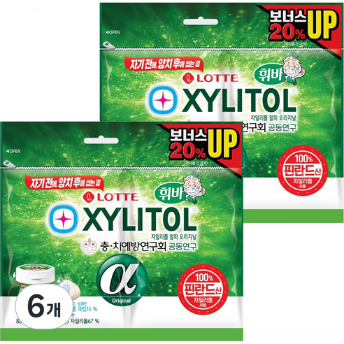 롯데 롯데자일리톨 알파 오리지날 껌 리필, 88g, 6개