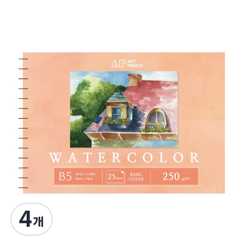 두성 아트프린스 워터컬러 수채화용 스프링 스케치북 250g W05, B5, 25매, 4개